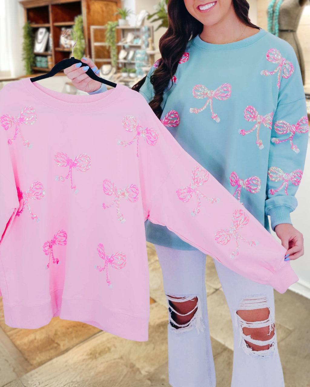 Sweet Bow Sequin Sweatshirt