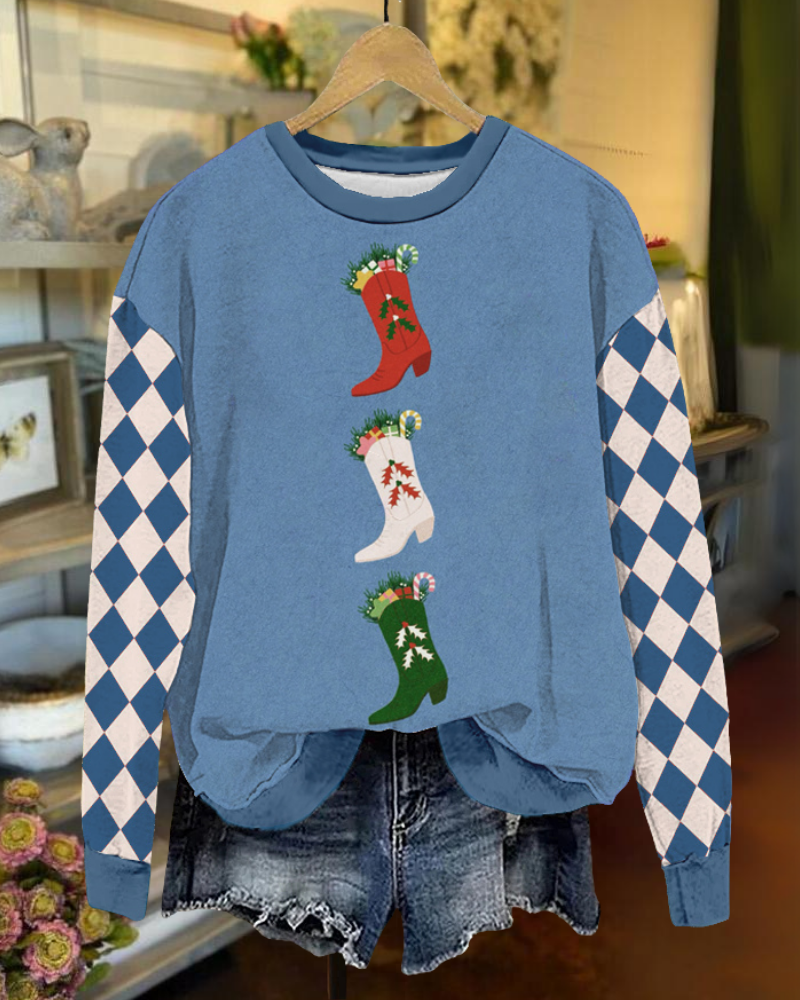 Christmas Themed Print Sweatshirt