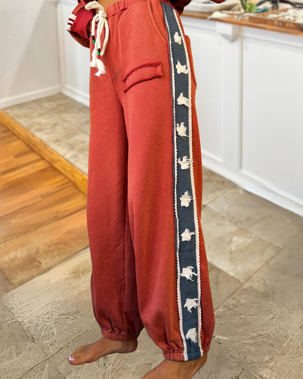 Star Appliqué Patchwork Athletic Pants