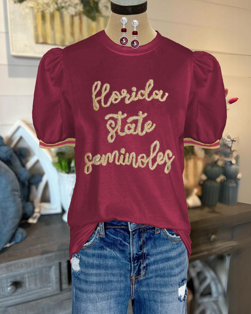 FSU Embroidered Crewneck Top