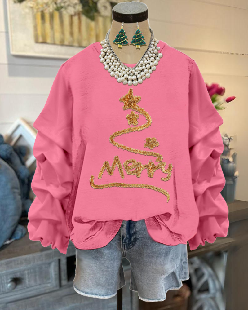 Christmas Tree Embroidered Sweatshirt