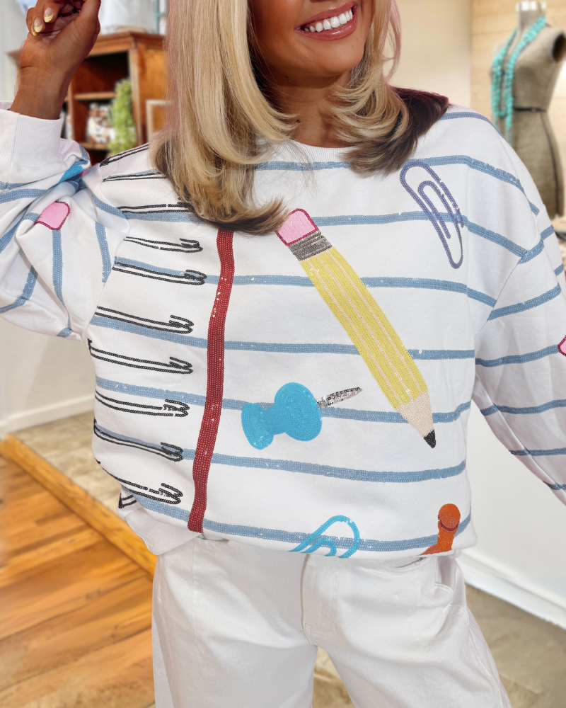 School Stripe Sequined Sweatshirt