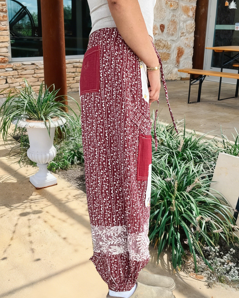 Chic Floral Patchwork Harem Pants
