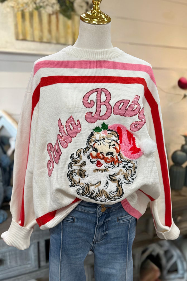 Santa Baby Sequin Ribbed Sweater