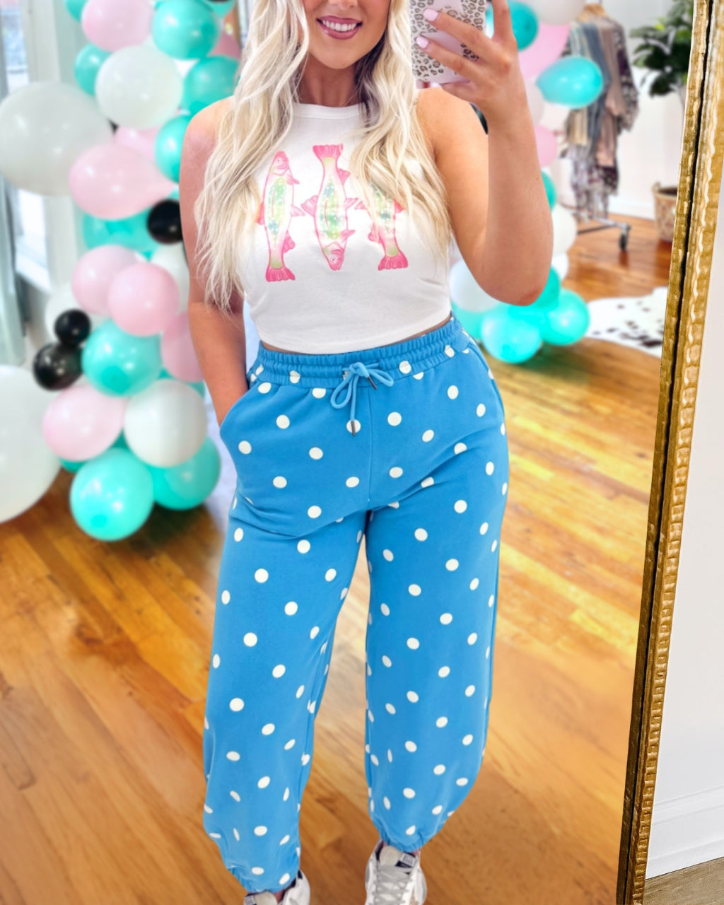 Vibrant Contrast Polka Dot Joggers
