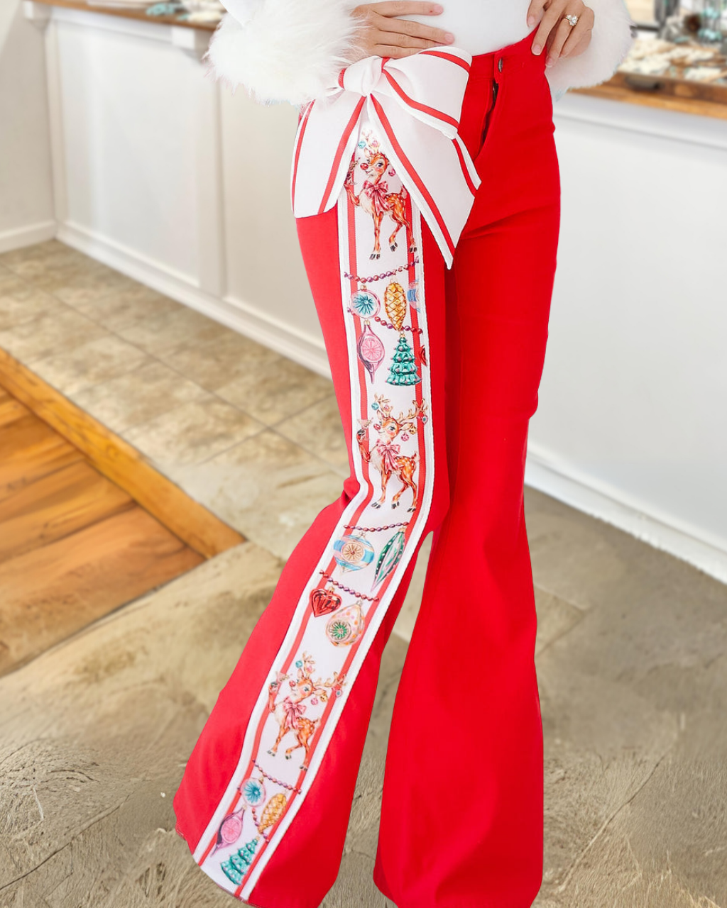 3D Bow Reindeer Pants