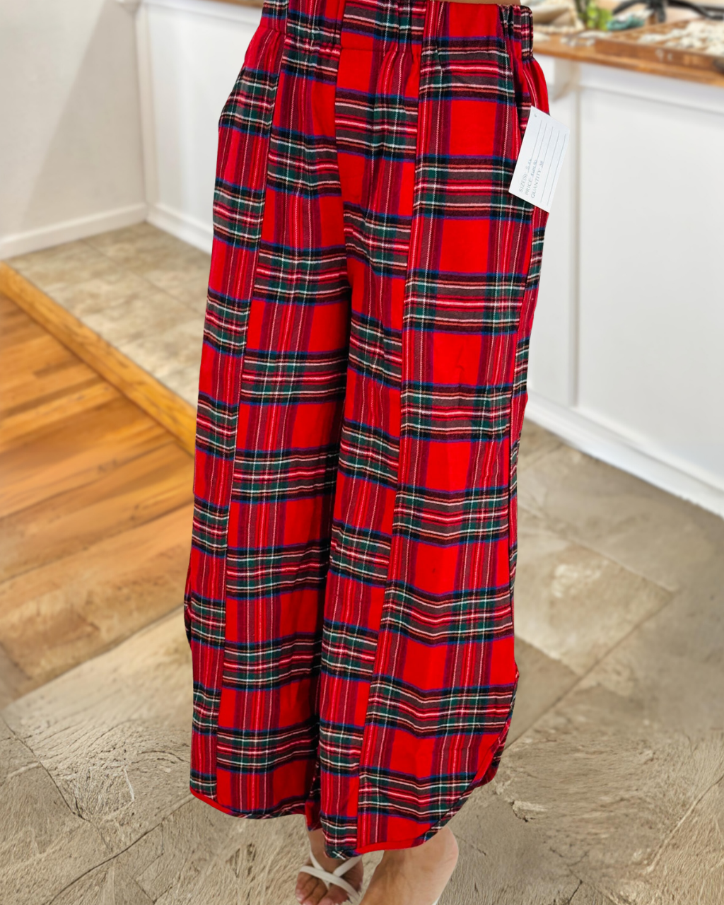 Christmas Plaid Wide-Leg Pants