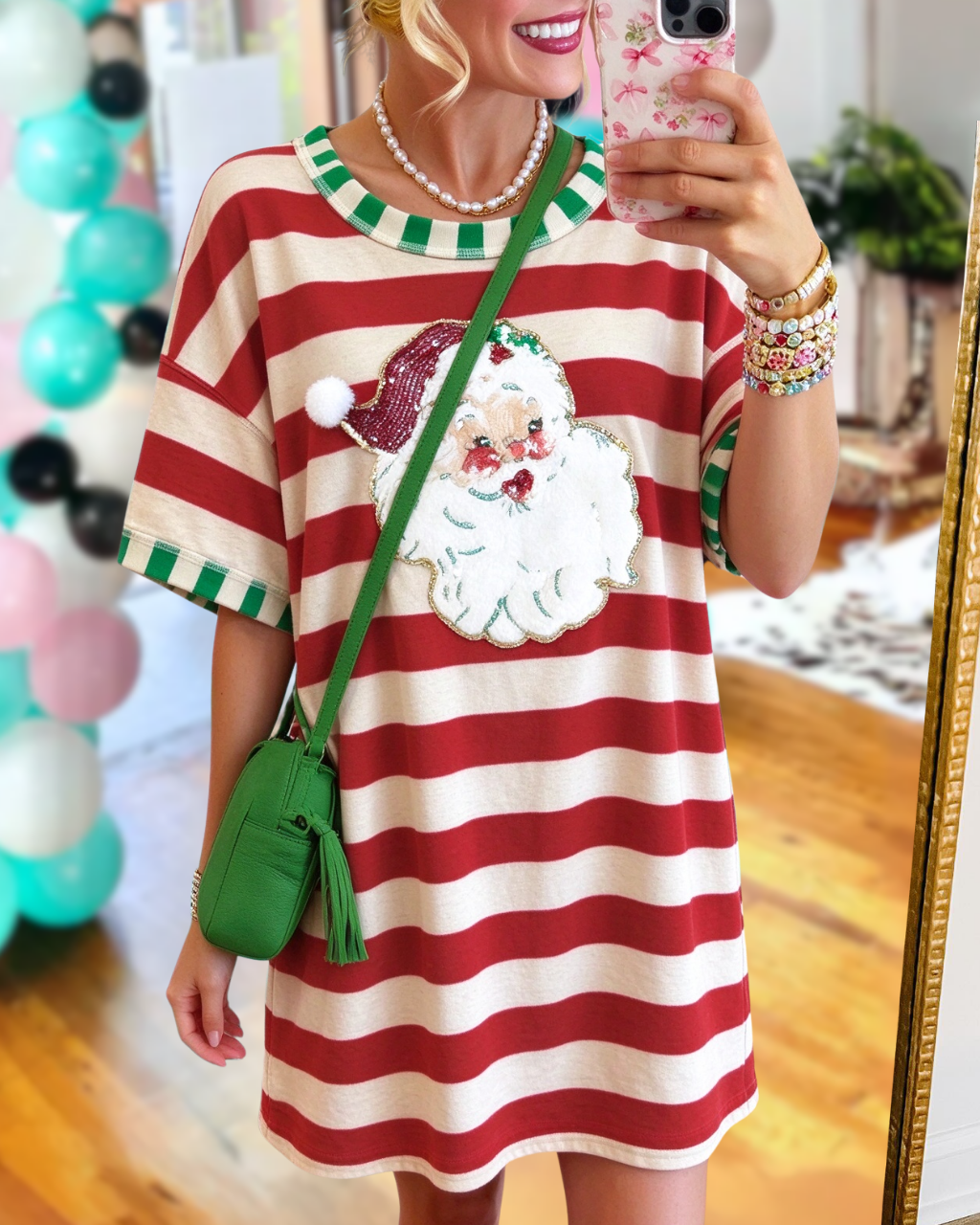 Santa Claus Sequin Striped Dress