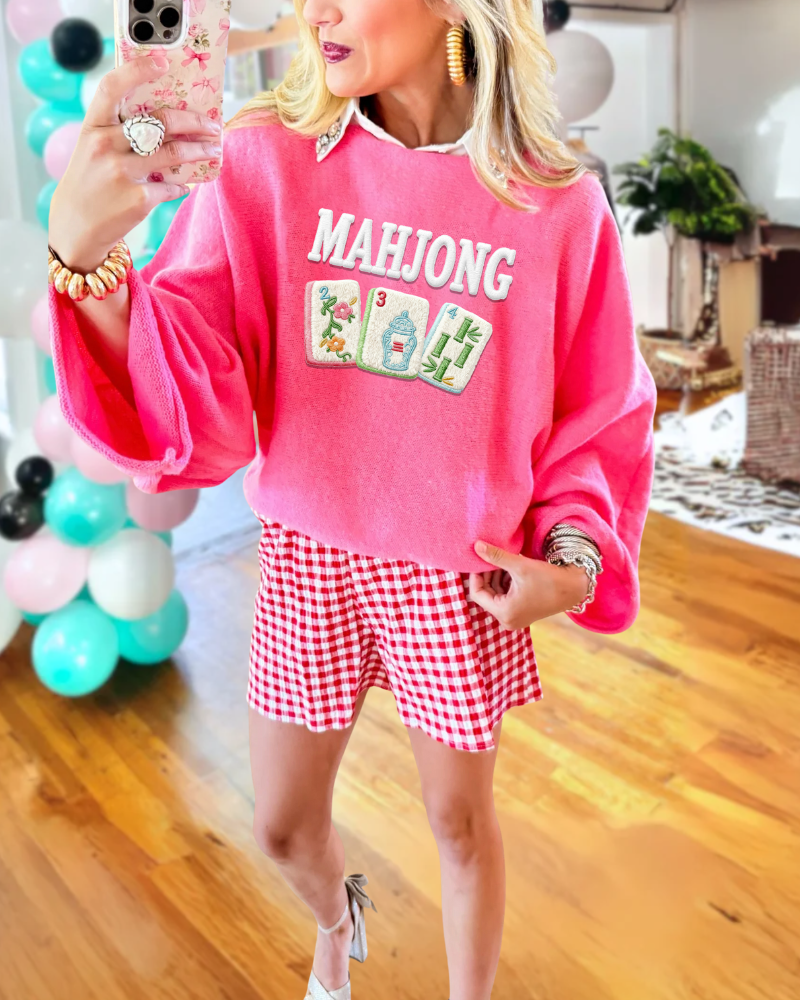 Simple Mahjong Print Pullover