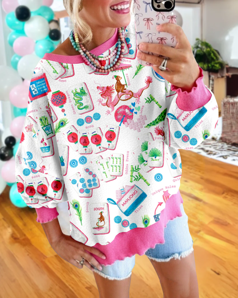 Mixed Mahjong Pattern Sweatshirt