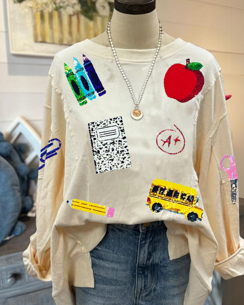 Oversized School Sequined Sweatshirt