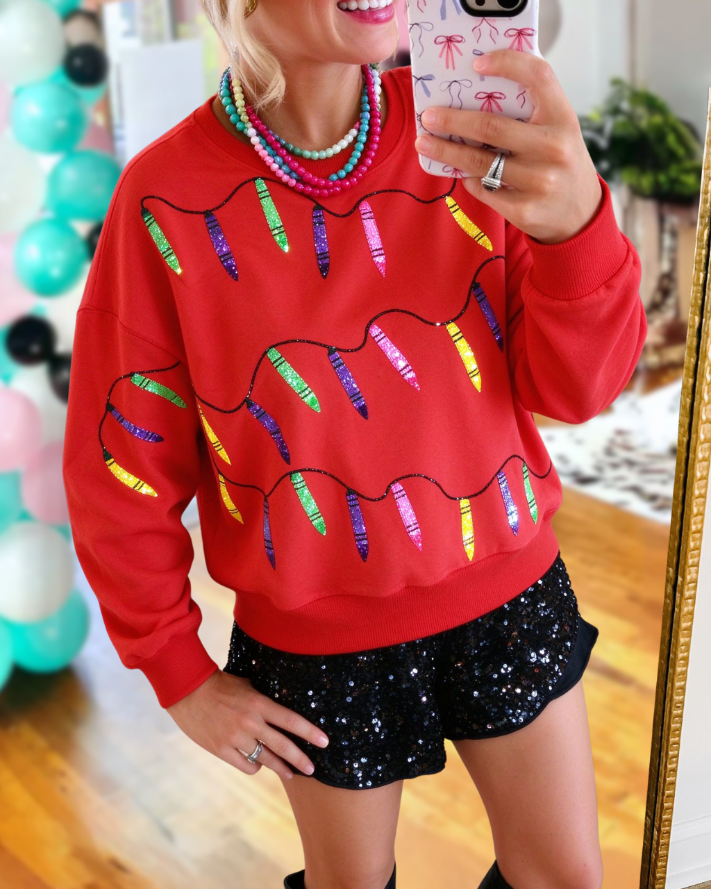 Multicolor Pencil Print Pullover