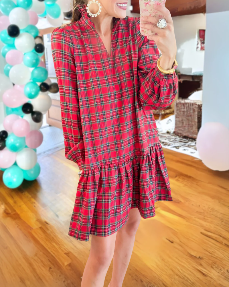Vintage Plaid Ruffled Mini Dress