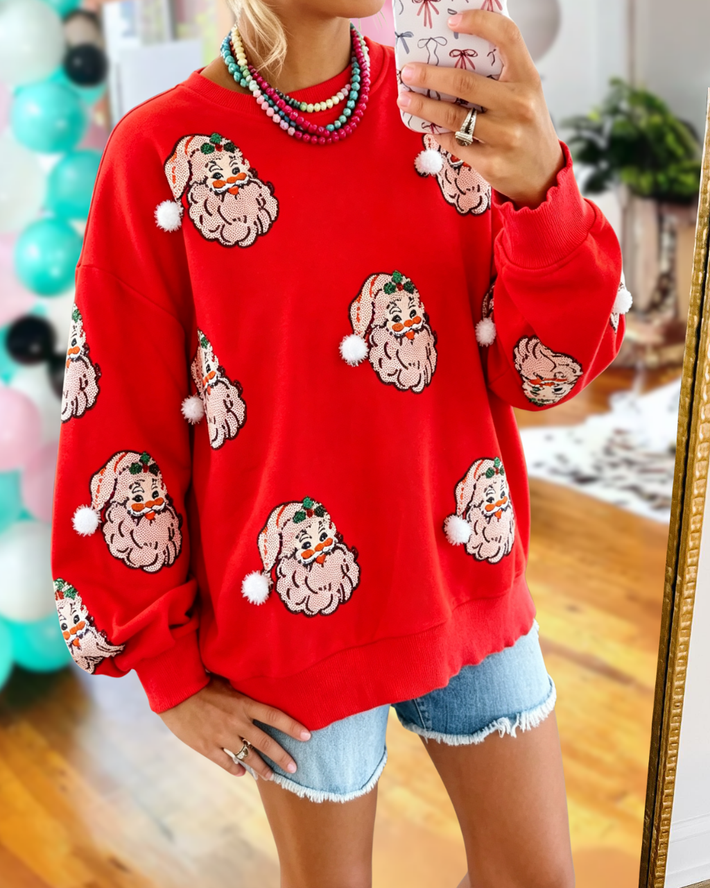 Christmas Sequin Santa Claus Pullover