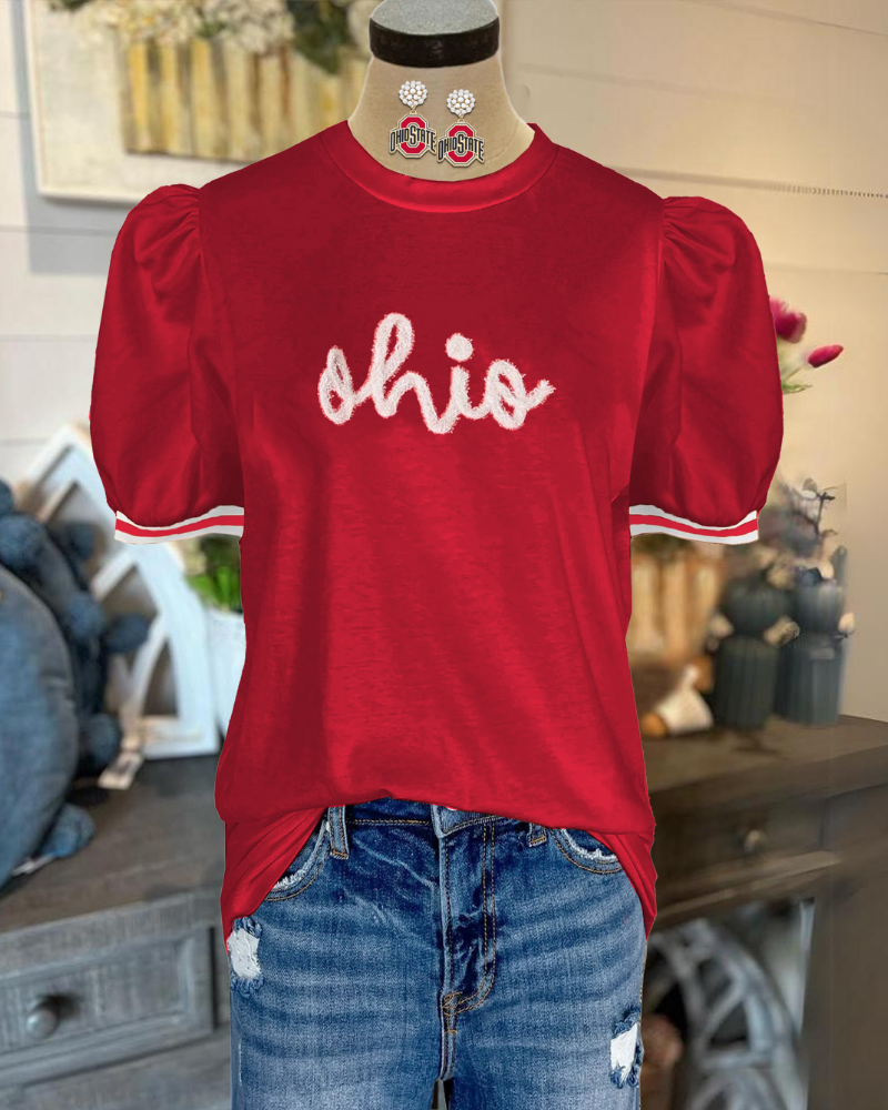 OHIO State Embroidered Top
