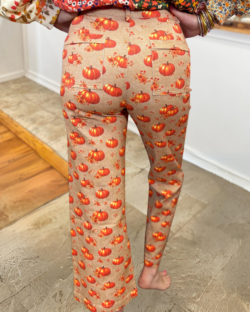 Halloween Pumpkin Print Pants