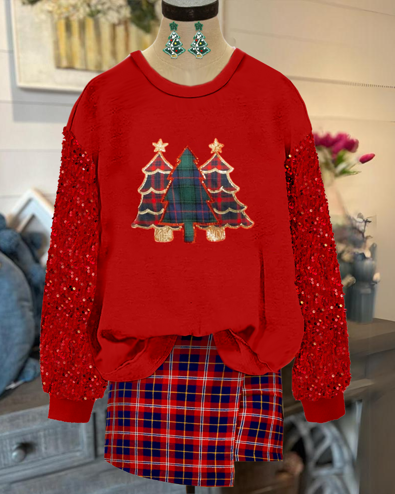 Chic Sequin Christmas Tree Sweatshirt