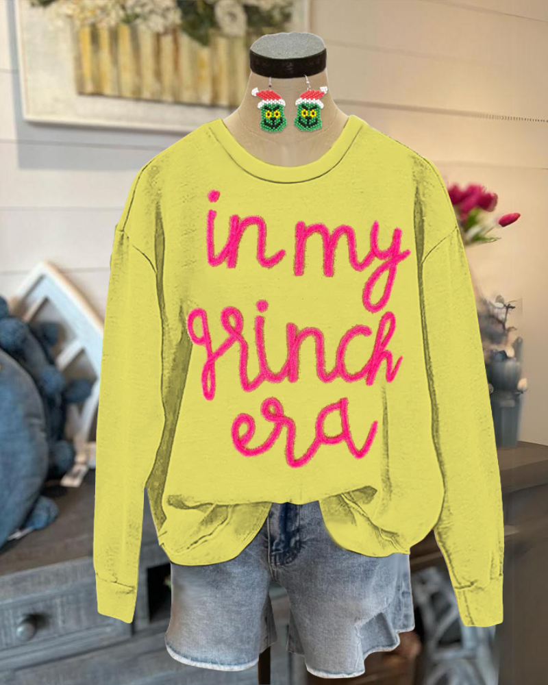 Playful In My Grinch Era Sequin Sweatshirt