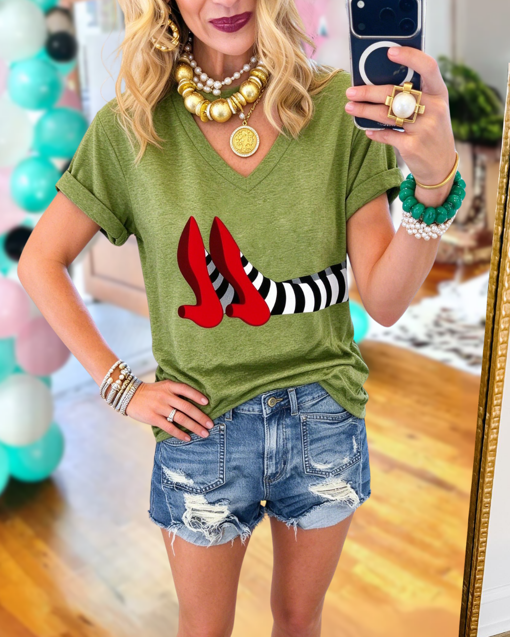 Halloween Red Shoe Print T-shirt
