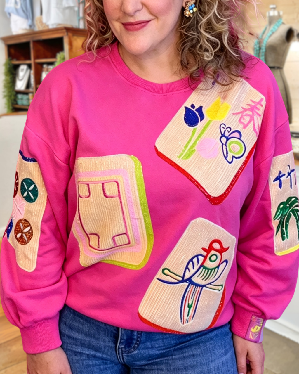 Oversized Mahjong Sequin Sweatshirt