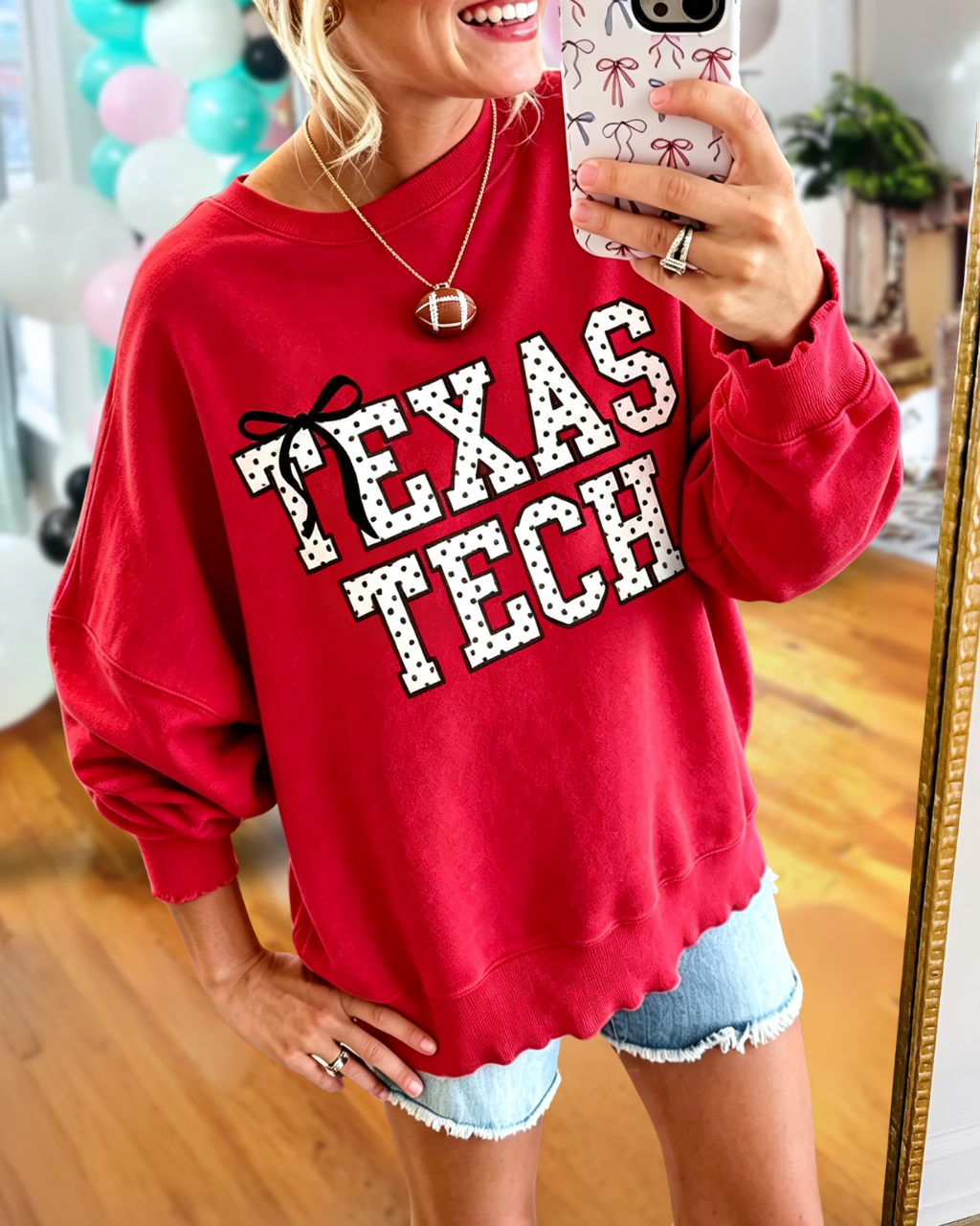 Polka-dot Match Day Embroidered Sweatshirt