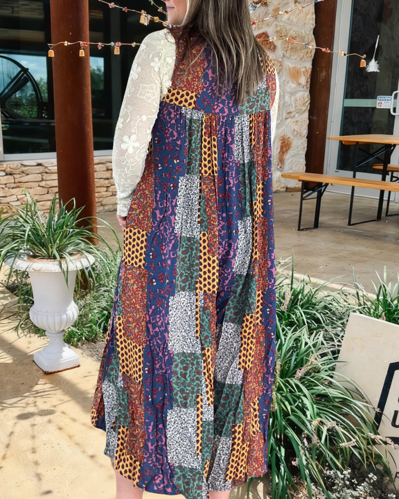 Paisley Patchwork Slip Midi Dress