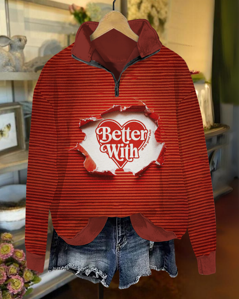 Better With Striped Half-Zip Pullover