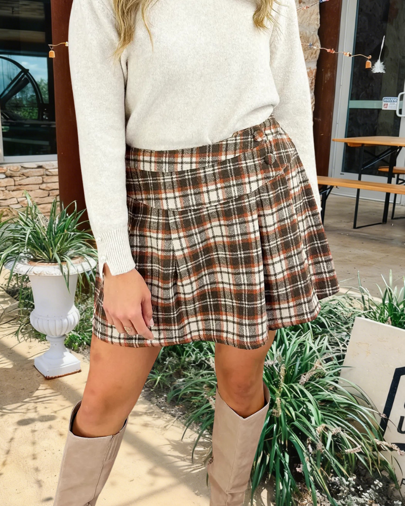 Classic Plaid Pleated Short Skirt