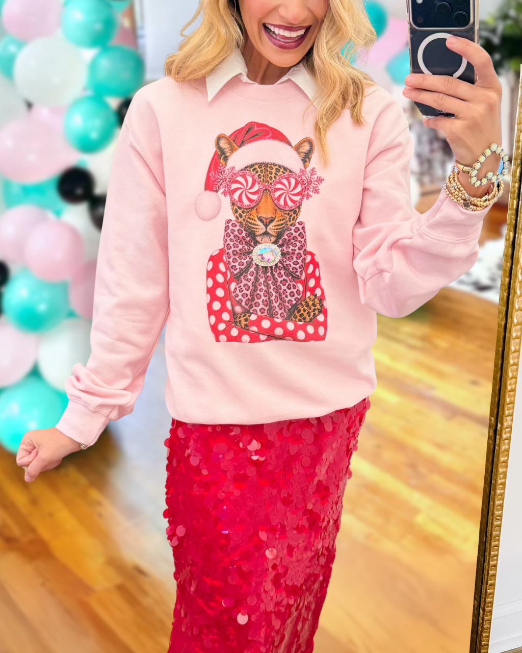 Fun Santa Claus Cheetah Pullover