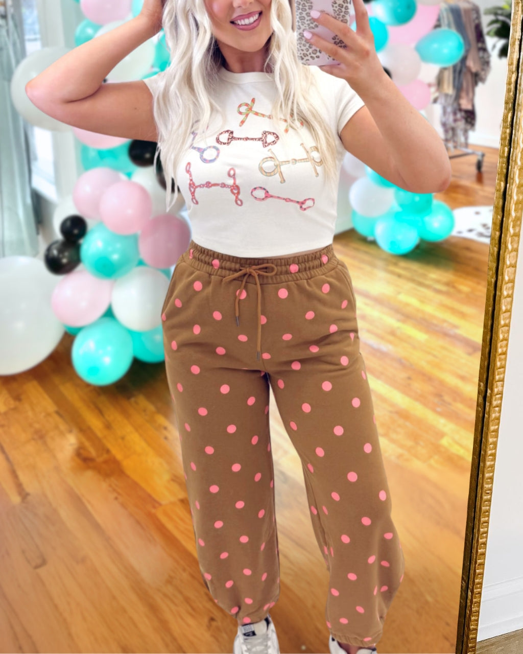 Vibrant Contrast Polka Dot Joggers