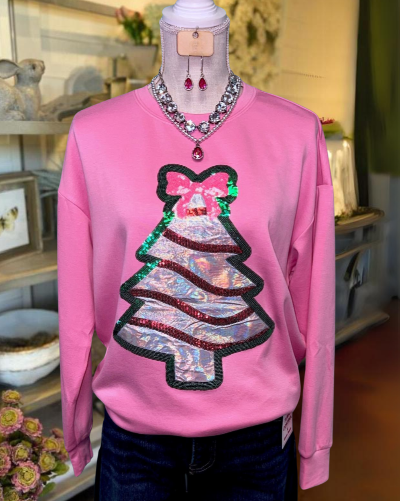 Christmas Tree Bow Crewneck Sweatshirt