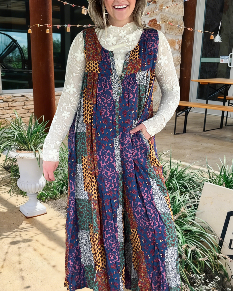 Paisley Patchwork Slip Midi Dress