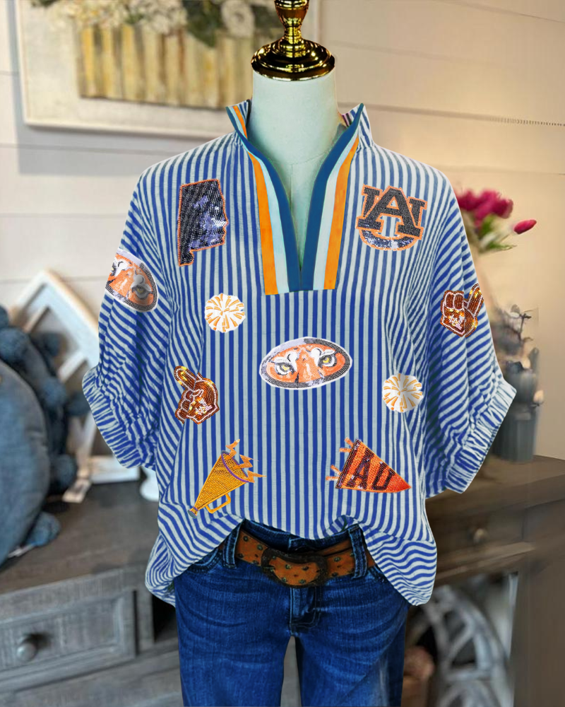 Auburn Tigers Sequin Stripe Top