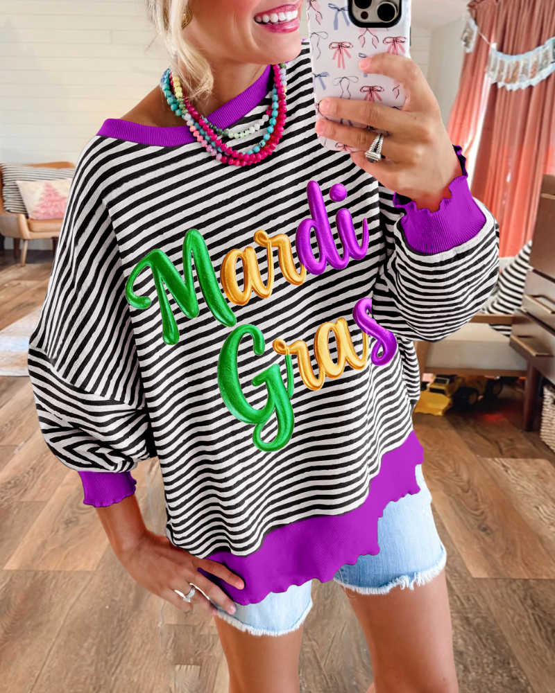 Mardi Gras Striped Sweatshirt