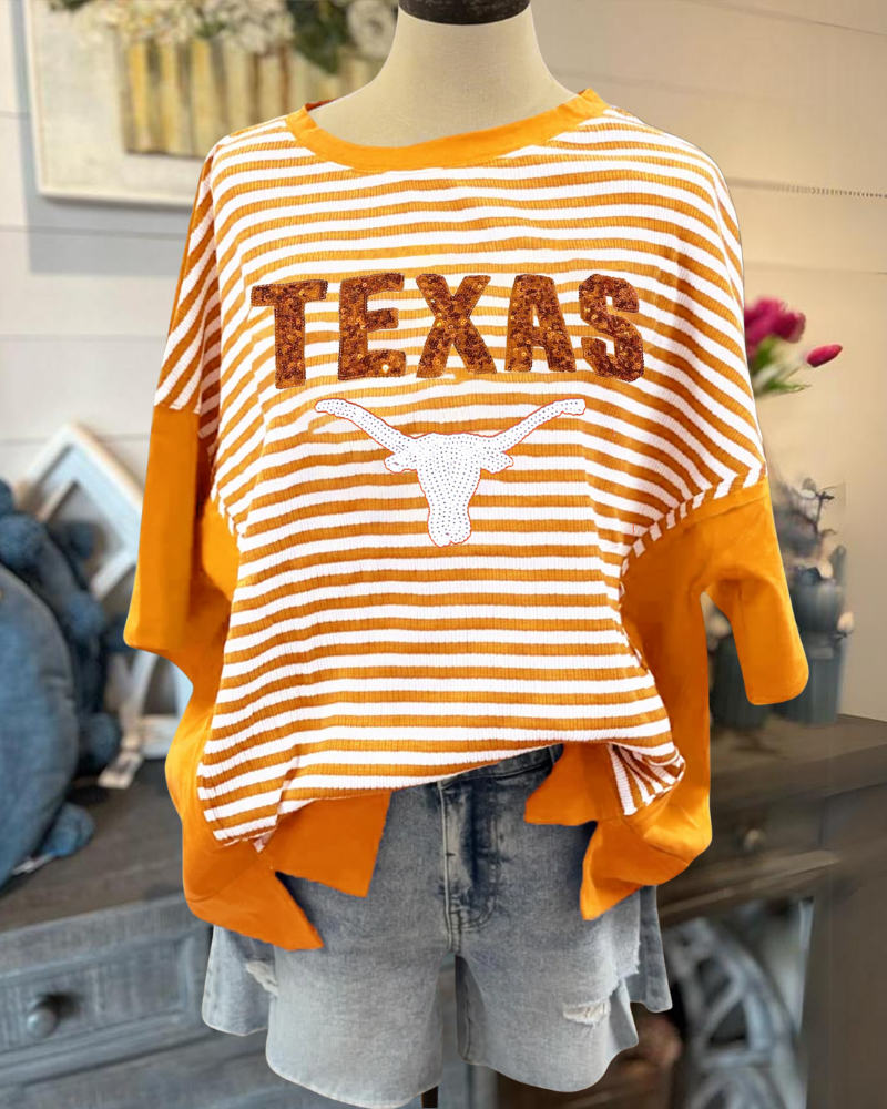 TEXAS Sequin Striped T-shirt