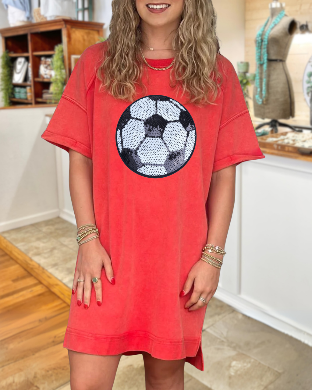 Football Sequined Roundneck Dress