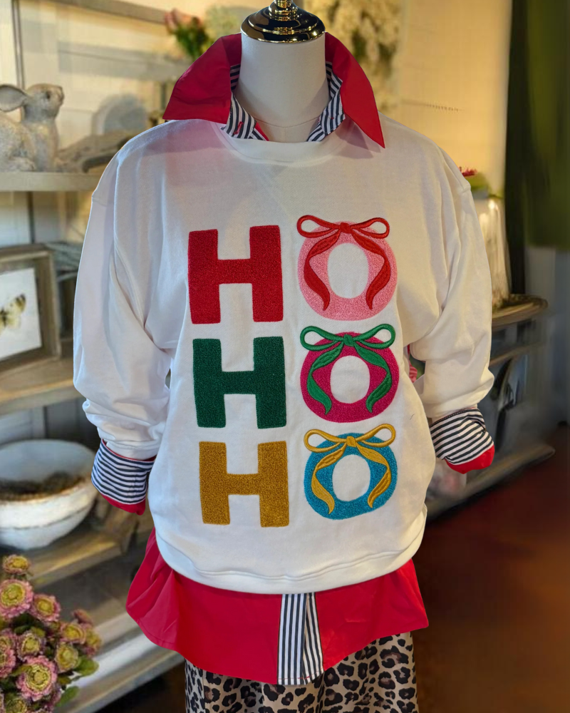 HOHO Bow Embroidered Sweatshirt