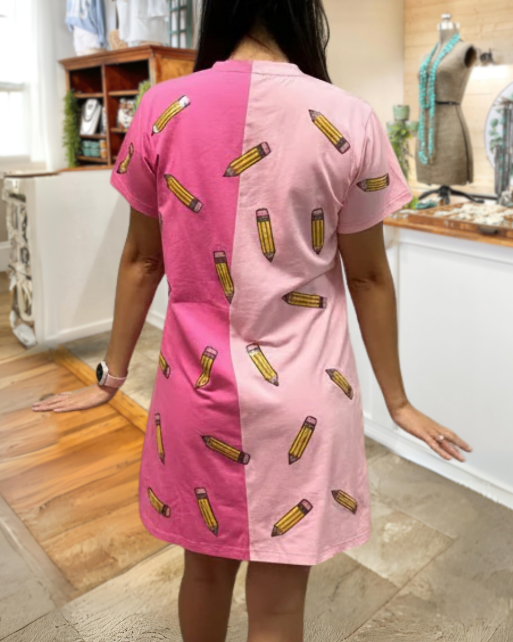 Pencil Sequin Contrast Dress