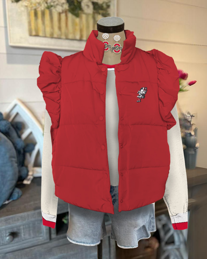 Ohio State Ruffle Vest Coat