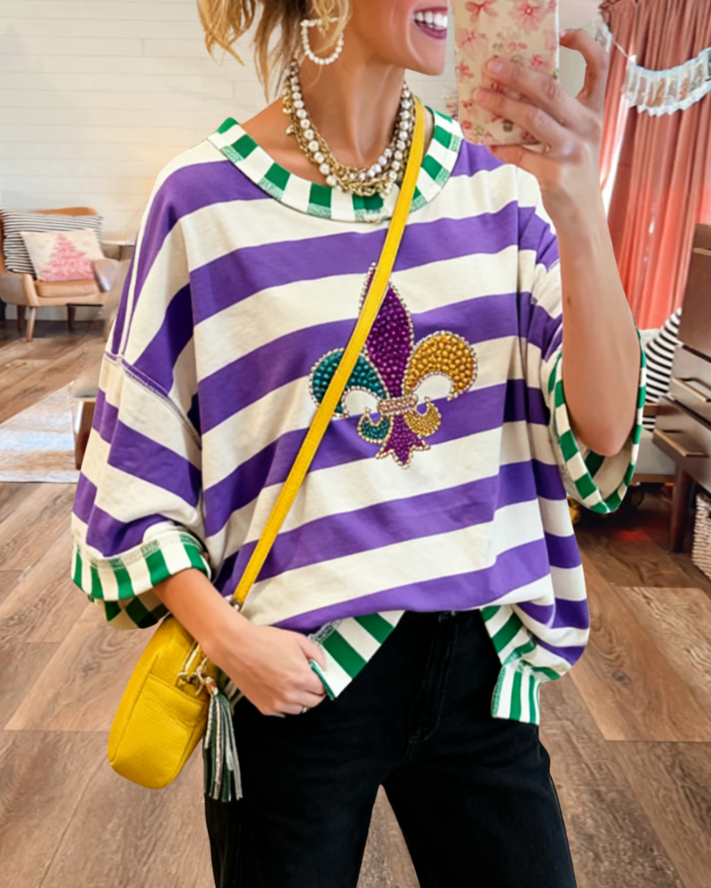 Carnival Striped Beaded T-Shirt