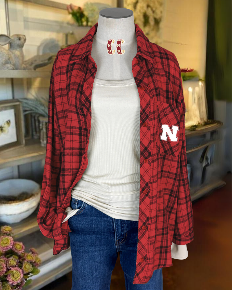 Nebraska Huskers Plaid Shirt