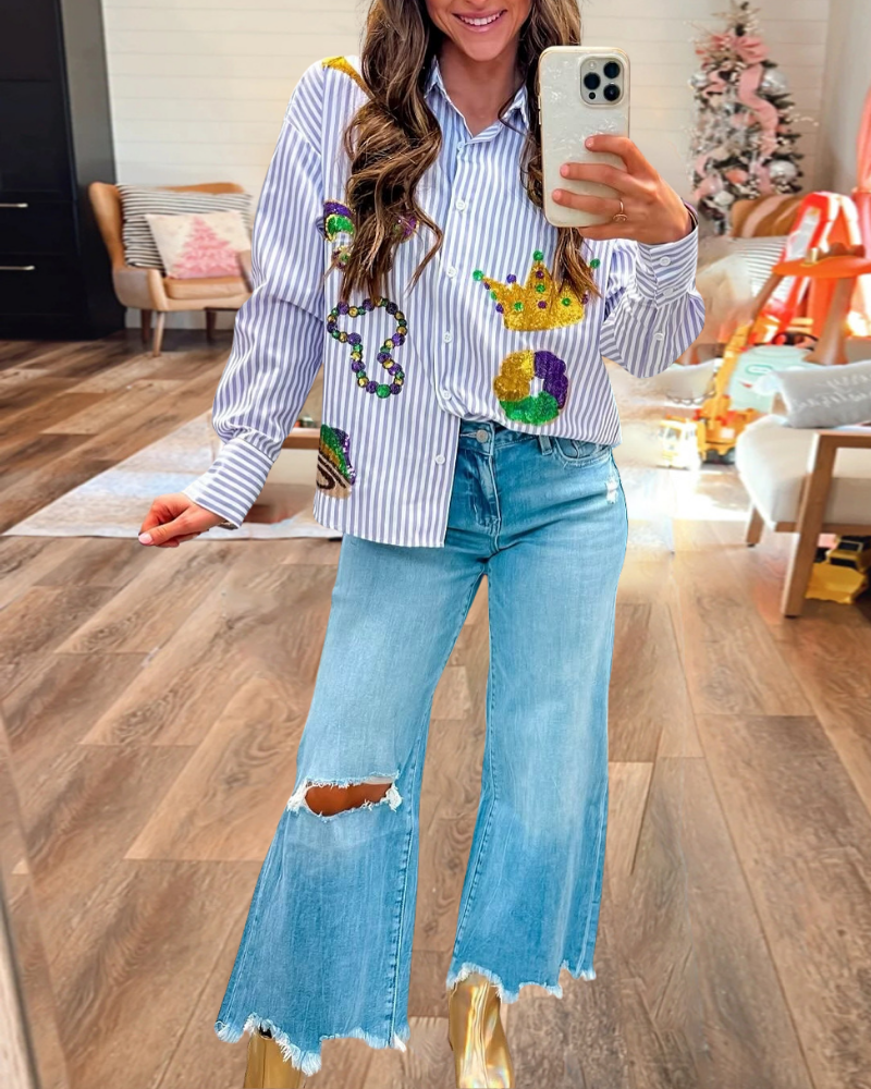 Mardi Gras Striped Shirt