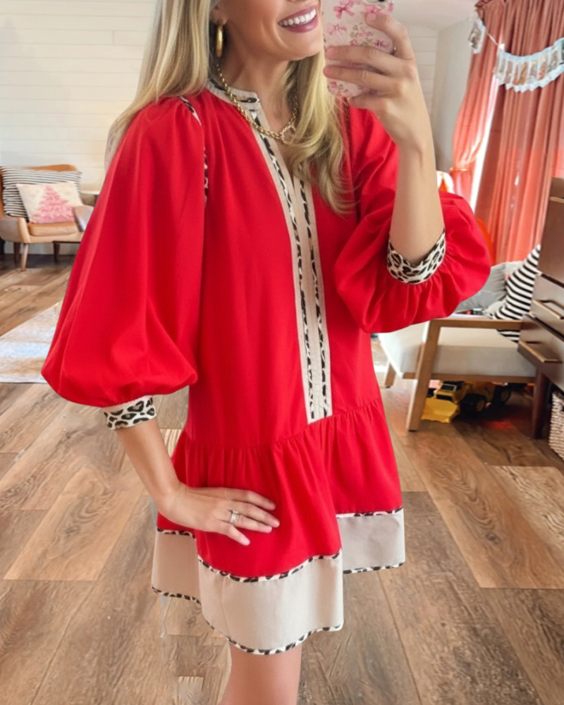 Chic Leopard Trim Mini dress