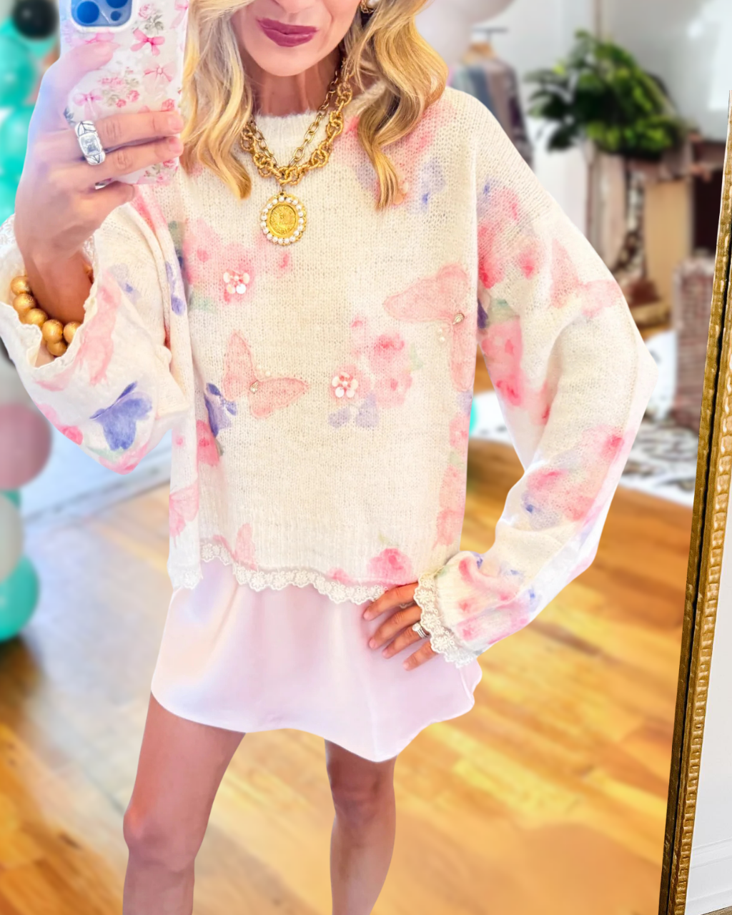 Lace Beaded Floral Patchwork Top
