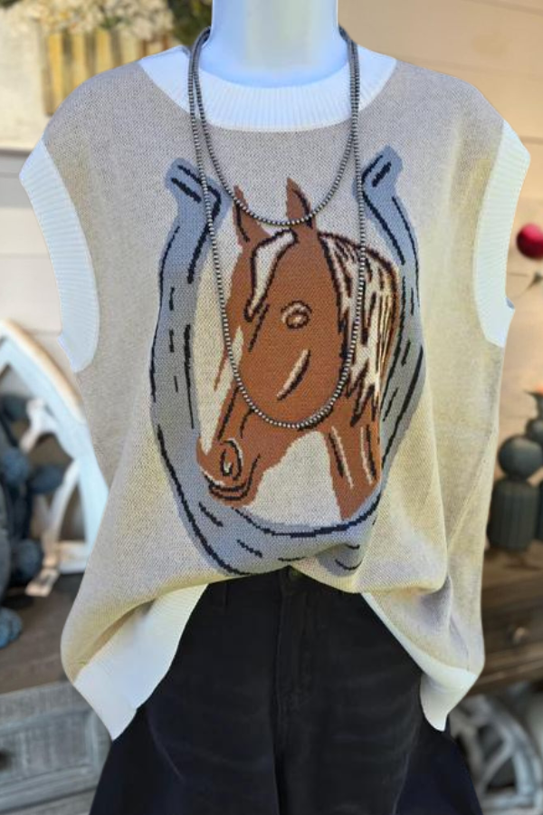 Horse Knitted Sweater Vest