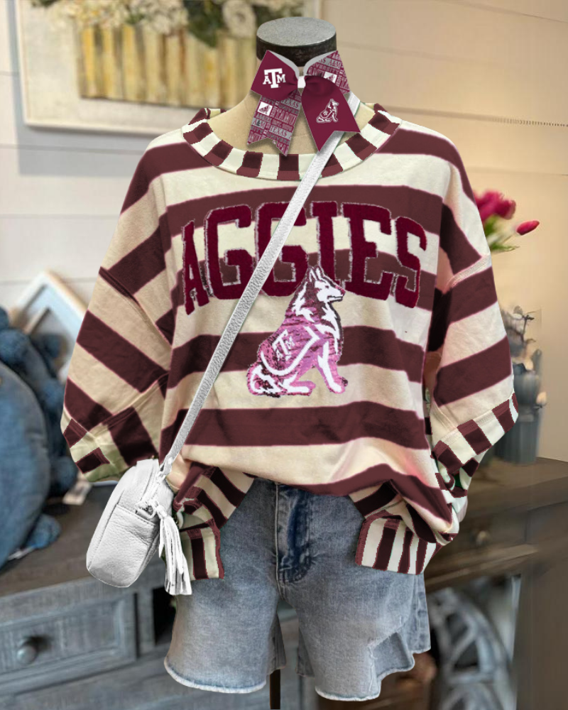 Stylish Sequin Animal Striped Pullover