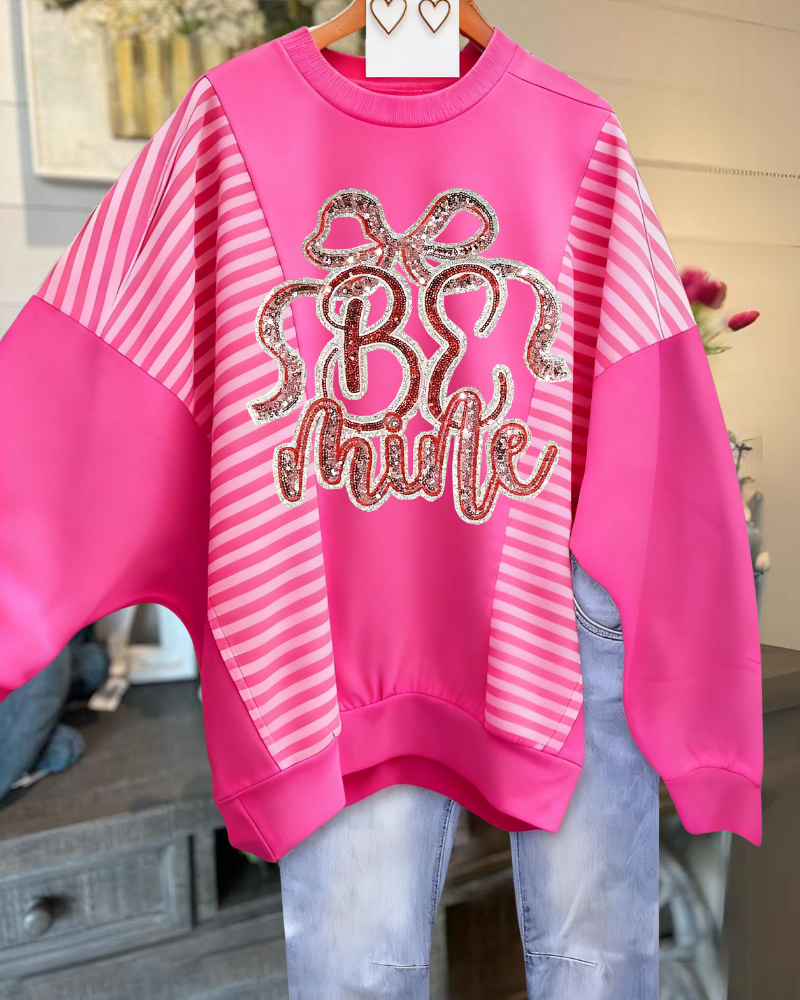 Be Mine Sequin Striped Sweatshirt