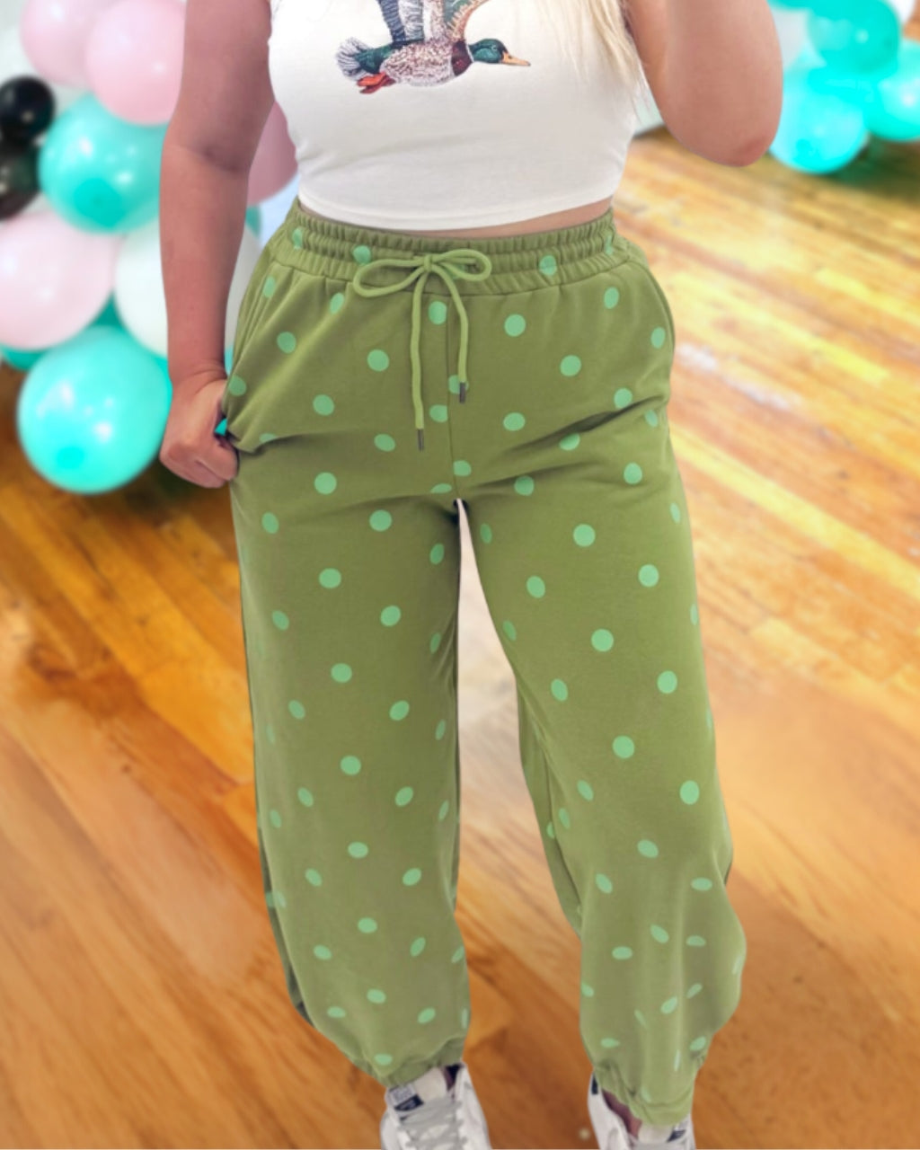 Vibrant Contrast Polka Dot Joggers