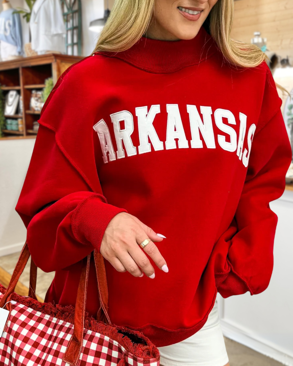 Game Day Embroidered Mock-Neck Pullover