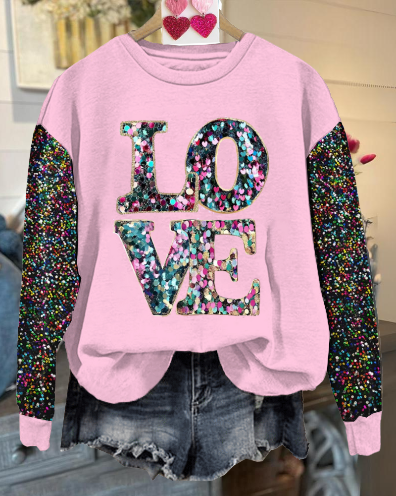Sparkling LOVE Sequined Sweatshirt